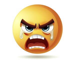 Fototapeta premium Cartoon Yellow Face with Tearful Expression