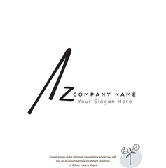 A Z AZ Initial letter handwriting and signature logo. Beauty vector initial logo .Fashion, boutique, floral and botanical