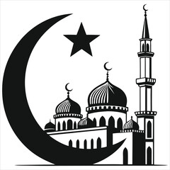 silhouette Ramadan image on white background