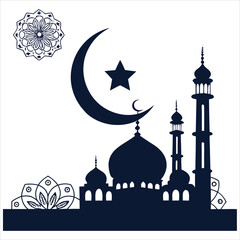 silhouette Ramadan image on white background