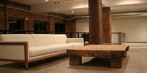Modern Rustic Living Room with Wooden Furniture and Barn Door Decor