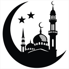 silhouette Ramadan image on white background