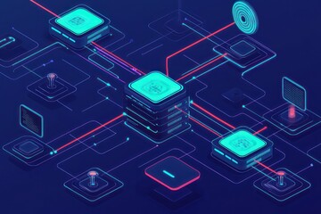 Fototapeta premium Network anomaly detection powered by AI helps prevent data breaches by spotting unusual activities.