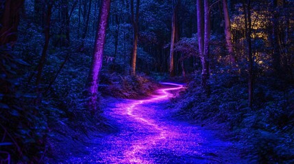 Fototapeta premium Enchanting Purple Pathway Through a Night Forest