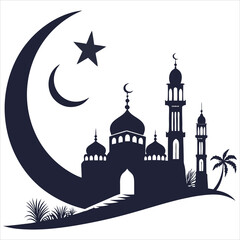 silhouette Ramadan image on white background