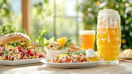 Summer food and drinks on patio