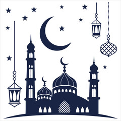 silhouette Ramadan image on white background