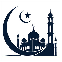 silhouette Ramadan image on white background