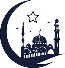 silhouette Ramadan image on white background