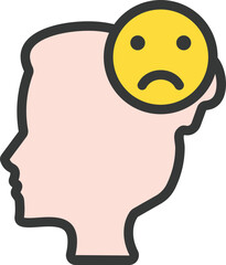 Woman Sad Filled Line Icon
