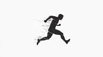 Silhouette of a runner in motion against a minimalist white background, symbolizing speed and agility
