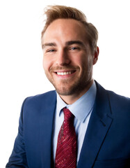 Portrait of only one Man. White Background.