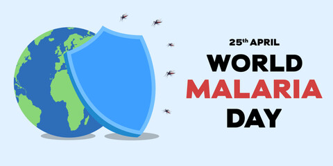 world malaria day horizontal banner illustration in flat design