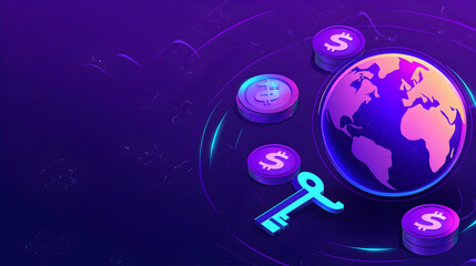 Global finance key, digital currency orbiting Earth