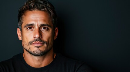 Obraz premium Portrait of a Handsome Man with a Serious Expression Against a White Background