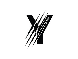 initials Y with claw scratch symbol design vector illustration isolated on transparent background