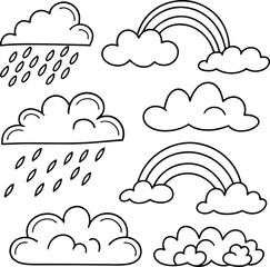 Clouds, Rain, Rainbows, Weather, Sketch, Doodle, Art, Cute, Simple, Drawings
