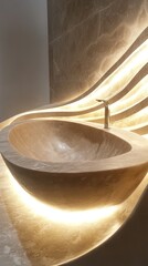 Elegant stone sink with modern lighting design for luxury bathrooms