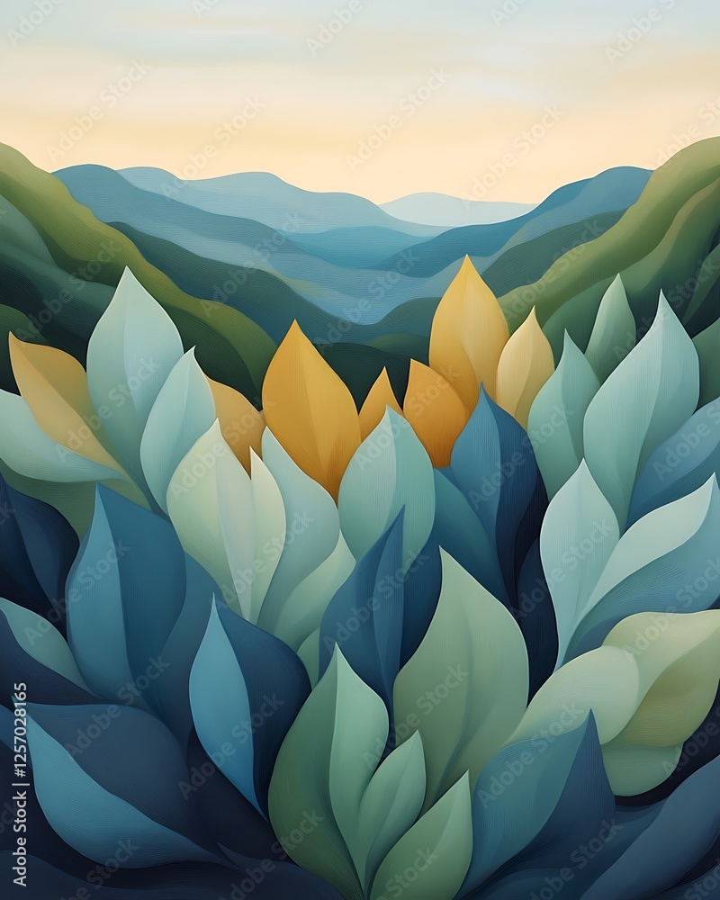 Canvas Prints Mountain foliage sunrise view, nature art print