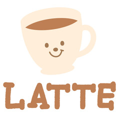 Hot coffee latte in a glass for cafe, restaurant, drink menu, recipe decoration, sticker, department store, supermarket, mart, beverage, kitchenware, cute patch, brooch, office snack, breakfast, icon