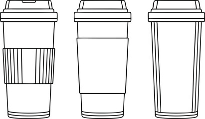 Three Disposable Coffee Cups with Different Sleeve Designs