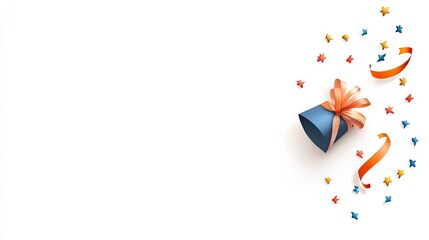 Colorful celebration scene with gift box and confetti, perfect for festive invitations or promotions