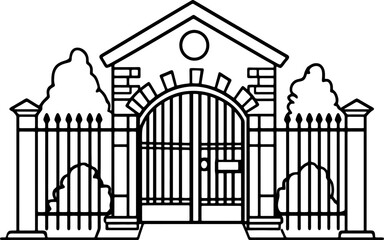 School gate outline drawing
