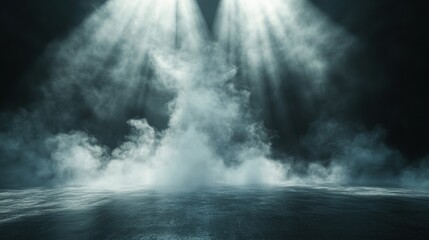 Fototapeta premium Dramatic Stage Lighting with Fog and Atmospheric Effects