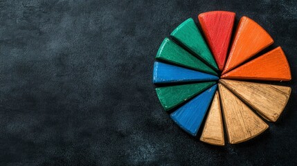 Fototapeta premium Colorful Wooden Pie Chart on White Background - Business Concept