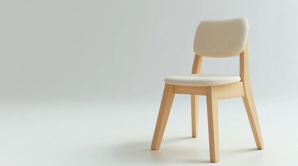 Modern wooden chair on white background, minimalist design, for interior decoration, home decor