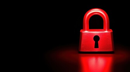 A bright red padlock is illuminated against a black background, emphasizing security and confidentiality.