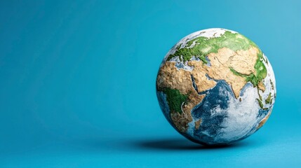 Fototapeta premium Our Fragile Planet A 3D Earth Model on a Blue Background