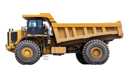 Yellow Mining Truck Isolated on White Background. Possible use Industrial Stock Photo