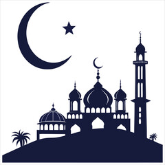 silhouette Ramadan image on white background