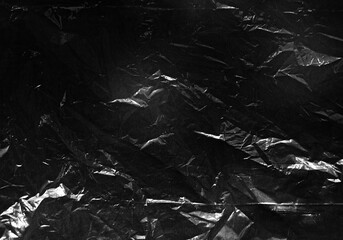 Closeup plastic vinyl torn wrap textures. Vector illustration show various crinkled, wrinkled, and transparent plastic wraps with different tear patterns. Black gray design overlays and shadow effect.