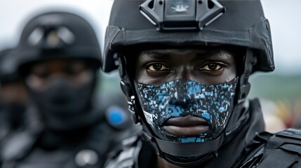 Fototapeta premium Close-up Portrait of a Masked Special Forces Soldier