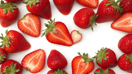 Cuts or slices Strawberry fruit isolated on white