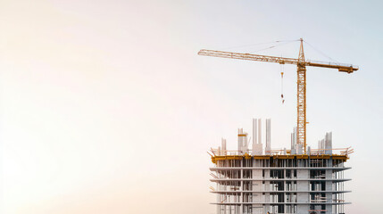 Unfinished Construction Skyscraper With Crane