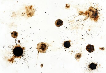 Irregular brown burnt spots in different sizes and shapes, with some loose and others filled in, creating visual interest.