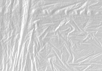 White Plastic wrinkle Bag Film Glossy Cumpled Overlay Package Background Rough Wrap Material Pack Reflection Texture Floor Packaging Retail Grain Pollution Trash, surface wrinkled Foil Polyethylene.