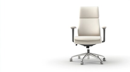 Modern office chair, isolated, white background, workplace, furniture, business, design,  potential for use in interior design catalogs or websites