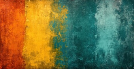Fototapeta premium Vibrant abstract background featuring blended colors of orange, yellow, and teal with texture