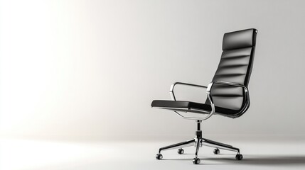 Modern black office chair against plain background. Possible use Interior design, furniture catalog