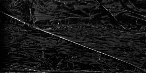 Closeup plastic vinyl torn wrap textures. Vector illustration show various crinkled, wrinkled, and transparent plastic wraps with different tear patterns. Black gray design overlays and shadow effect.