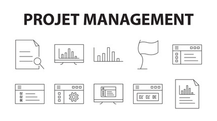Comprehensive Project Management Icon Set | High-Quality Vector Icons. Perfect for Task Planning, Workflow Organization, Collaboration, and Business Strategy Visuals. Ideal for Present.
