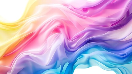 Fototapeta premium A mesmerizing pastel neon rainbow abstract background with smooth gradient waves blending seamlessly, isolated on a plain white backdrop, 8k UHD, suitable for high-quality printing or digital 
