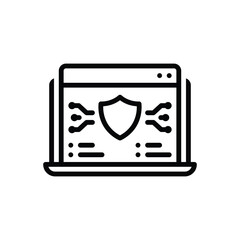Black line icon for cyber security