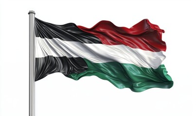 Sudan flag waving, white background, national symbol, patriotism