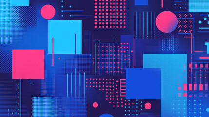 Dynamic geometric patterns abstract art studio digital design modern environment aerial view creative expression