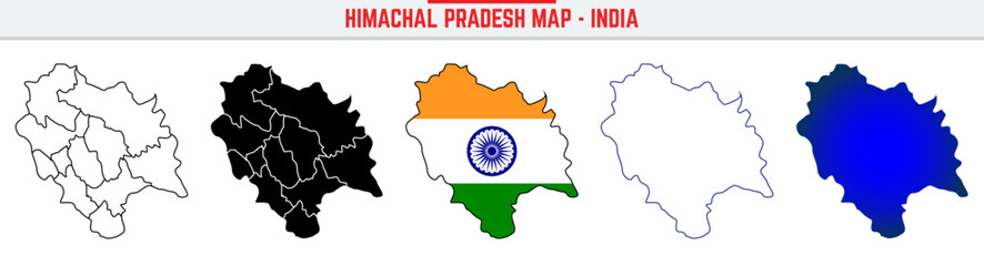 Himachal Pradesh, State, HP Outline Icon – India Map Silhouette Vector. India map editable stroke outline icon